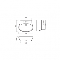 Lavoar suspendat, Hatria, Nido, 56 cm, alb